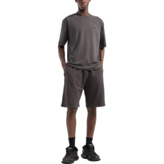 Pantaloni Scurți drepți pentru bărbați Off-White, cu imprimeu logo și talie elastică, maro Pantaloni Scurți drepți pentru bărbați Off-White, cu imprimeu logo și talie elastică, maro
