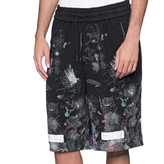 Pantaloni Scurți cu imprimeu cu stropi de cerneală, negri