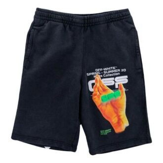 Pantaloni Scurți imprimați Off-White pentru bărbați, negri Pantaloni Scurți imprimați Off-White pentru bărbați, negri
