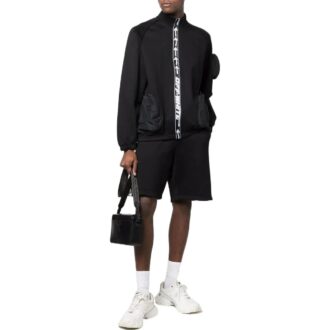 Pantaloni Scurți Off-White pentru bărbați FW22, cu logo lateral și talie elastică, versiune sport obișnuită, negru Pantaloni Scurți Off-White pentru bărbați FW22, cu logo lateral și talie elastică, versiune sport obișnuită, negru