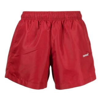 Pantaloni Scurți Off-White pentru bărbați SS22, culoare solidă, cu imprimeu logo, roșii Pantaloni Scurți Off-White pentru bărbați SS22, culoare solidă, cu imprimeu logo, roșii