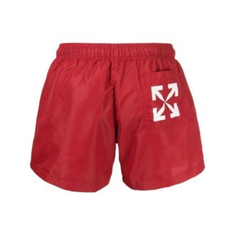 Pantaloni Scurți Off-White pentru bărbați SS22, culoare solidă, cu imprimeu logo, roșii Pantaloni Scurți Off-White pentru bărbați SS22, culoare solidă, cu imprimeu logo, roșii