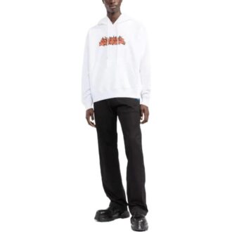Pantaloni scurți pentru bărbați Off-White FW22, cu imprimeu cu logo alfabet, cordon de strângere și croială largă, albi Pantaloni scurți pentru bărbați Off-White FW22, cu imprimeu cu logo alfabet, cordon de strângere și croială largă, albi