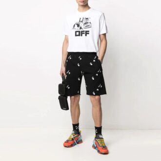 Pantaloni scurți pentru bărbați SS21 cu imprimeu logo, negru Pantaloni scurți pentru bărbați SS21 cu imprimeu logo, negru