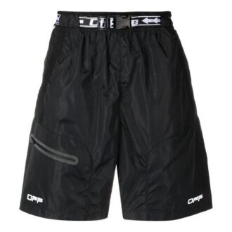 Pantaloni scurți sport cargo cu imprimeu logo, versiune neagră Pantaloni scurți sport cargo cu imprimeu logo, versiune neagră