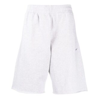 Pantaloni Scurți sport cu talie elastică și imprimeu logo, culoare solidă, versiune albă Pantaloni Scurți sport cu talie elastică și imprimeu logo, culoare solidă, versiune albă