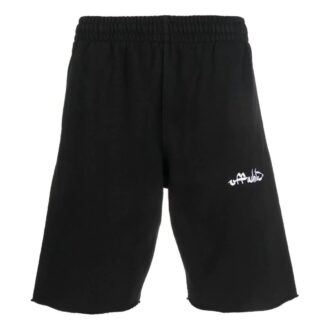 Pantaloni Scurți sport drepți Off-White pentru bărbați FW22, cu imprimeu logo, culoare solidă, versiune obișnuită, negru Pantaloni Scurți sport drepți Off-White pentru bărbați FW22, cu imprimeu logo, culoare solidă, versiune obișnuită, negru