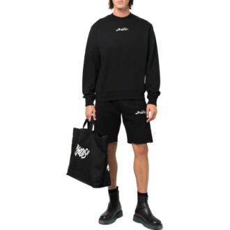 Pantaloni Scurți sport drepți Off-White pentru bărbați FW22, cu imprimeu logo, culoare solidă, versiune obișnuită, negru Pantaloni Scurți sport drepți Off-White pentru bărbați FW22, cu imprimeu logo, culoare solidă, versiune obișnuită, negru