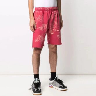 Pantaloni Scurți sport drepți Off-White pentru bărbați SS21, roșii Pantaloni Scurți sport drepți Off-White pentru bărbați SS21, roșii