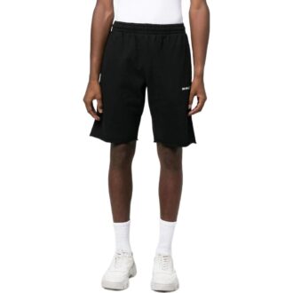 Pantaloni Scurți sport negri cu logo lanț și săgeată Pantaloni Scurți sport negri cu logo lanț și săgeată