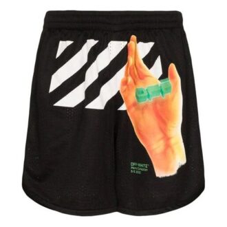 Pantaloni Scurți sport Off-White pentru bărbați, negri, cu logo Pantaloni Scurți sport Off-White pentru bărbați, negri, cu logo