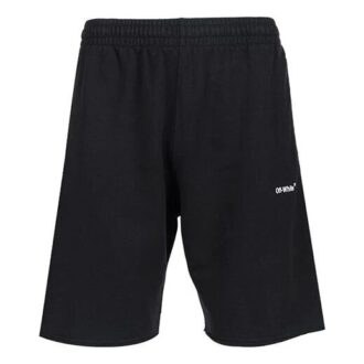 Pantaloni Scurți sport Off-White pentru bărbați SS22 cu imprimeu logo, versiunea neagră Pantaloni Scurți sport Off-White pentru bărbați SS22 cu imprimeu logo, versiunea neagră