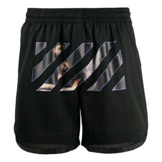 Pantaloni Scurți sportivi cu imprimeu Caravaggio FW20 pentru bărbați, negru