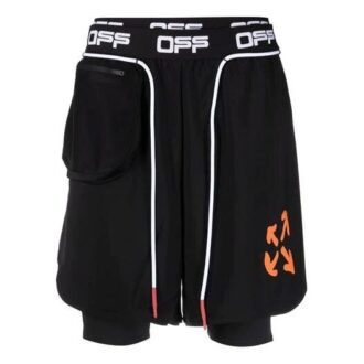 Pantaloni scurți sportivi cu model de săgeți active, versiunea neagră