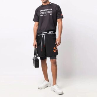 Pantaloni scurți sportivi cu model de săgeți active, versiunea neagră