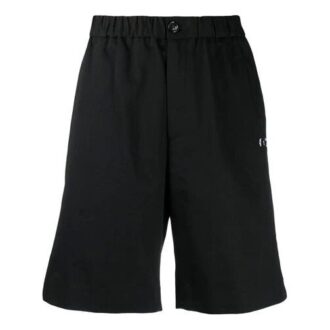 Pantaloni Scurți SS21 cu logo, litere și nasturi, croi larg, negru