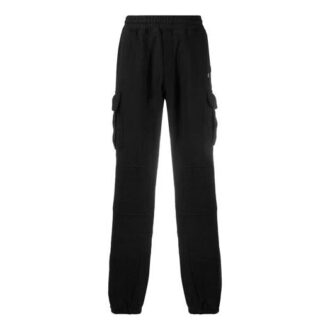 Pantaloni sport cargo pentru bărbați Off-White, cu talie elastică și logo, croi slim, negru