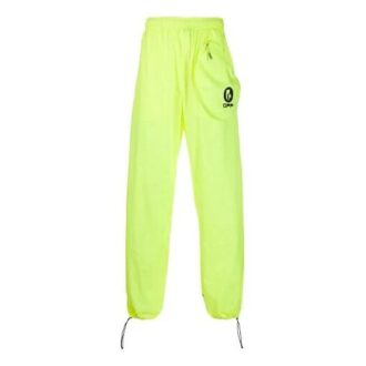 Pantaloni sport casual cu buzunar cu fermoar și imprimeu cu logo, croială largă, verde