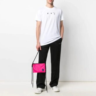 Pantaloni sport casual cu logo brodat SS21, versiunea neagră