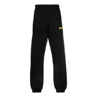 Pantaloni sport casual Off-White pentru bărbați, cu imprimeu cu logo și dungi, negri