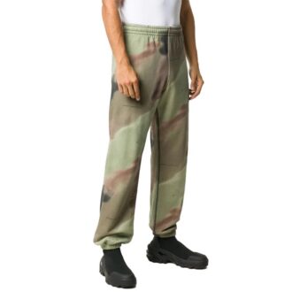 Pantaloni sport cu imprimeu camuflaj, verde