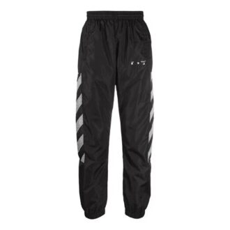 Pantaloni sport cu imprimeu cu dungi laterale SS21, negru