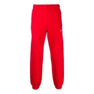 Pantaloni sport cu logo brodat, model Bundle Feet, roșii