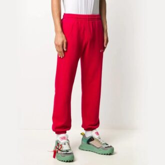 Pantaloni sport cu logo brodat, model Bundle Feet, roșii