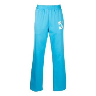 Pantaloni sport drepți pentru bărbați Off-White SS22, culoare solidă, cu imprimeu logo, toamnă, croială slim, albastru