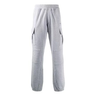 Pantaloni sport/jogging Off-White pentru bărbați FW21 cu buzunare cargo, gri