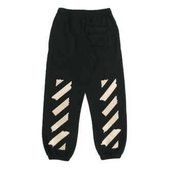 Pantaloni sport negri cu dungi și curea din cauciuc negru-auriu