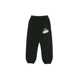 Pantaloni sport negri cu dungi și curea din cauciuc negru-auriu