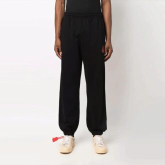 Pantaloni sport Off-White pentru bărbați Hands Off cu săgeată roșie, croi larg, negru
