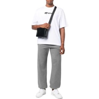 Pantaloni sport/pantaloni/joggers Off-White pentru bărbați, colecția SS22, culoare solidă, cu dungi și șnur, croială largă, gri Pantaloni sport/pantaloni/joggers Off-White pentru bărbați, colecția SS22, culoare solidă, cu dungi și șnur, croială largă, gri