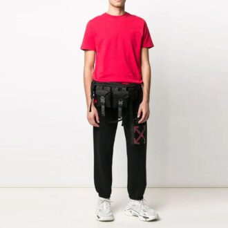 Pantaloni sport/pantaloni/joggers Off-White pentru bărbați, negri, cu imprimeu cu logo și model de păianjen Pantaloni sport/pantaloni/joggers Off-White pentru bărbați, negri, cu imprimeu cu logo și model de păianjen