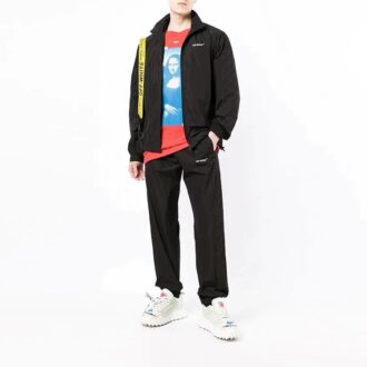 Pantaloni sport/pantaloni/joggers Off-White pentru bărbați SS22 cu imprimeu logo și dungi Diagonal, negri Pantaloni sport/pantaloni/joggers Off-White pentru bărbați SS22 cu imprimeu logo și dungi Diagonal, negri