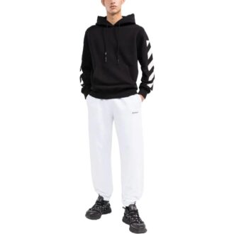 Pantaloni sport/pantaloni/joggers Off-White pentru bărbați SS22, culoare solidă, cu imprimeu logo și dungi, versiune albă Pantaloni sport/pantaloni/joggers Off-White pentru bărbați SS22, culoare solidă, cu imprimeu logo și dungi, versiune albă