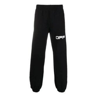 Pantaloni sport/pantaloni/joggers pentru bărbați Off-White cu imprimeu cu logo, negru Pantaloni sport/pantaloni/joggers pentru bărbați Off-White cu imprimeu cu logo, negru