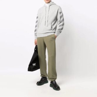 Pantaloni sport/pantaloni/joggers pentru bărbați Off-White FW21, cu talie elastică, culoare solidă, croială largă, verde Pantaloni sport/pantaloni/joggers pentru bărbați Off-White FW21, cu talie elastică, culoare solidă, croială largă, verde