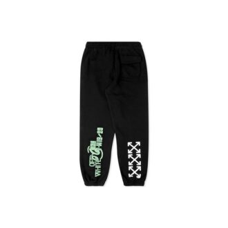 Pantaloni sport/pantaloni/pantaloni de jogging negri cu imprimeu Off-White pentru bărbați Pantaloni sport/pantaloni/pantaloni de jogging negri cu imprimeu Off-White pentru bărbați