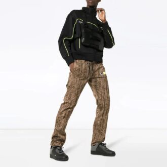 Pantaloni sport/pantaloni/pantaloni de jogging Off-White pentru bărbați, cu etichetă cu logo, camuflaj, croială slim, bej