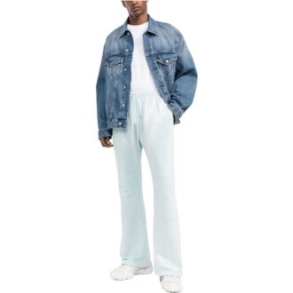 Pantaloni sport/pantaloni/pantaloni de jogging Off-White pentru bărbați SS22, culoare solidă, cu șnur, albastru deschis