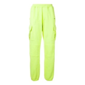 Pantaloni sport/pantaloni/pantaloni de jogging pentru bărbați Off-White, cu buzunare cargo și talie elastică, verde fluorescent