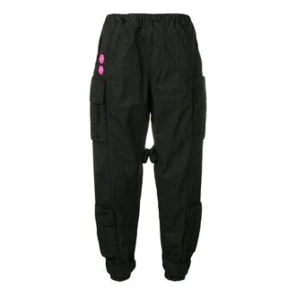 Pantaloni sport/pantaloni/pantaloni de jogging pentru bărbați Off-White, de culoare solidă, cu buzunare cargo, croială largă, negru