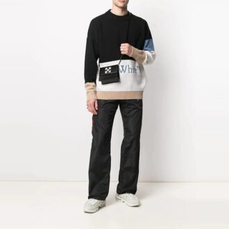Pantaloni sport/pantaloni/pantaloni de jogging pentru bărbați Off-White SS21 cu detaliu fermoar și logo, negru