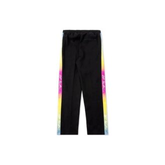 Pantaloni sport retro cu logo din cauciuc, negri