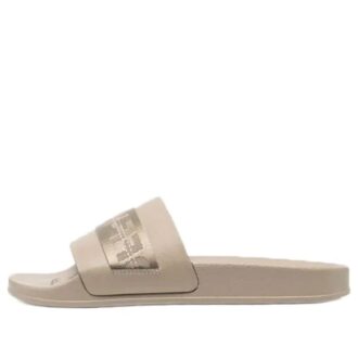 Papuci cu logo, de culoare kaki