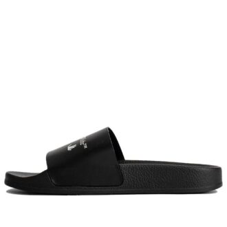 Papuci de piscină Off-White cu imprimeu multi-logo, negri
