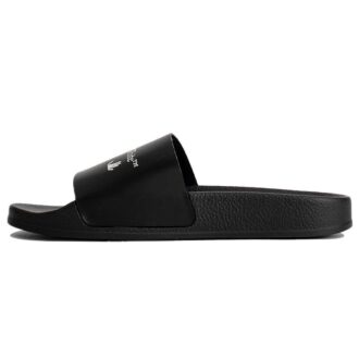 Papuci de piscină Off-White cu imprimeu multi-logo, negri