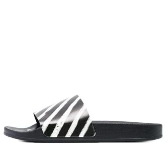 Papuci industriali „Diagonal Stripe – Negru Alb”